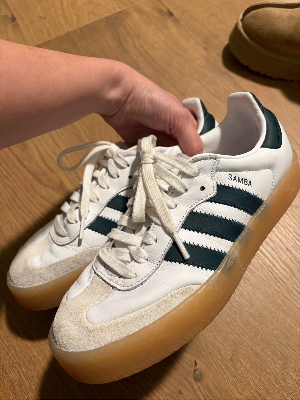 adidas Samba Platform Sneakers - White & Dark Green